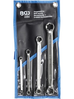 BGS 2264 Doppel-Ringschlüssel-Satz mit E-Profil-Ringköpfen | SW E6 x E8 - E20 x E24 | 4-tlg.