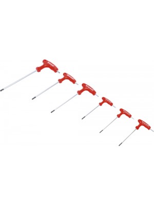 BGS 7830 Schraubendreher-Satz mit T-Griff und seitlicher Klinge | T-Profil (für Torx) mit Bohrung T10 - T40 | 6-tlg.