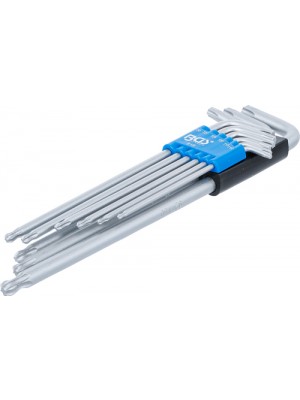 BGS 819 Winkelschlüssel-Satz | extra lang | T-Profil (für Torx) mit Kugelkopf | T10 - T50 | 9-tlg.