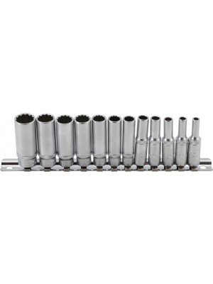 BGS 2757 Steckschlüssel-Einsatz-Satz Zwölfkant, tief | Antrieb Innenvierkant 6,3 mm (1/4"") | Zollgrößen | 12-tlg.