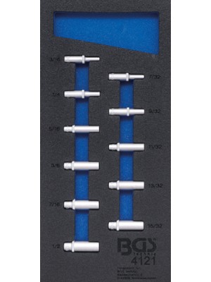 BGS 4121 Werkstattwageneinlage 1/3: Steckschlüssel-Einsätze Sechskant | 6,3 mm (1/4"") | in Zollgrößen | tief | 11-tlg.