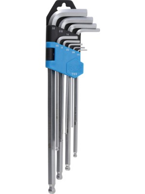 BGS 799 Winkelschlüssel-Satz | Zollgrößen | Innensechskant / Innensechskant mit Kugelkopf 1/16"" - 3/8"" | 9-tlg.