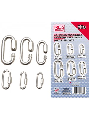 BGS 8078 Schraubverschluss-Karabinerhaken-Sortiment | 20-tlg.