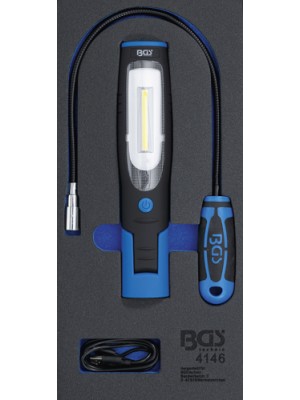 BGS 4146 Werkstattwageneinlage 1/3: Handlampe und Magnetheberlampe | 3-tlg.