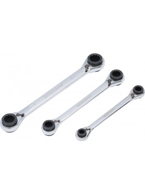 BGS 6837 Ratschen-Ringschlüssel-Satz | 4-in-1 | SW 8 x 9 - 18 x 19 mm