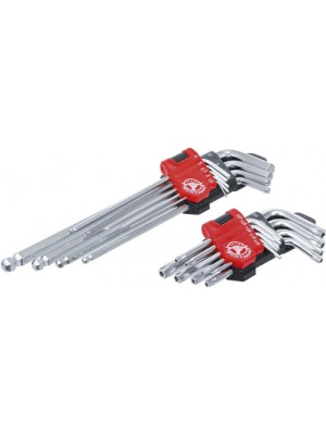 BGS 822 Winkelschlüssel-Satz | lang | T-Profil (für Torx) T10 - T50 / Innensechskant 1,5 - 10 mm | 18-tlg.
