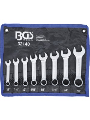 BGS 32140 Maul-Ringschlüssel-Satz | extra kurz | Zollgrößen | SW 3/8"" - 7/8"" | 8-tlg.