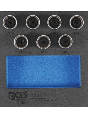 BGS 9559 Werkstattwageneinlage 1/6: Felgenschloss-Werkzeug-Satz für Opel (Typ D) | 7-tlg.