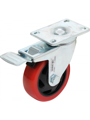 BGS 80664 Lenkrolle mit Bremse | rot/schwarz | Ø 100 mm