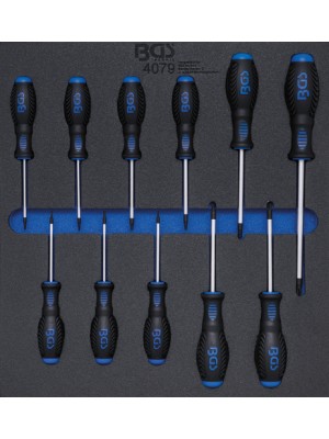 BGS 4079 Werkstattwageneinlage 2/3: Schraubendreher T-Profil (für Torx) | T6 - T40 | 11-tlg.
