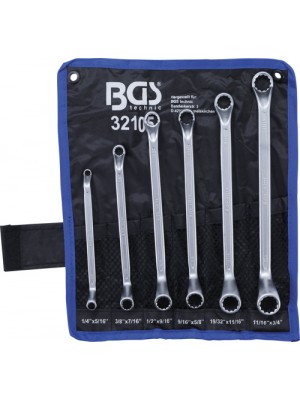 BGS 32105 Doppel-Ringschlüssel-Satz | tief gekröpft | Zollgrößen | SW 1/4"" - 3/4"" | 6-tlg.