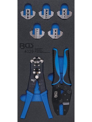 BGS 4029 Werkstattwageneinlage 1/3: Crimp- und Abisolierzangen | 7-tlg.