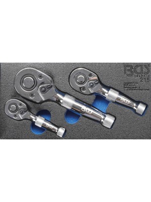 BGS 215 Mini-Umschaltknarren-Satz | 6,3 mm (1/4"") / 10 mm (3/8"") / 12,5 mm (1/2"") | 3-tlg.