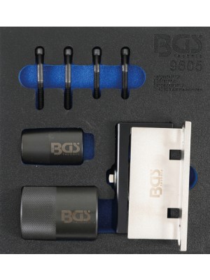 BGS 9605 Werkstattwageneinlage 1/6: Nockenwellen-Haltewerkzeug- und Kurbelwellendichtring-Werkzeug-Satz | für Ford, Volvo 2.5 Turbo
