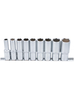 BGS 2223 Steckschlüssel-Einsatz-Satz Sechskant, tief | Antrieb Innenvierkant 12,5 mm (1/2"") | SW 10 - 24 mm | 9-tlg.