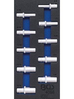 BGS 4098 Werkstattwageneinlage 1/3: Steckschlüssel-Einsätze Sechskant | 12,5 mm (1/2"") | in Zollgrößen | tief | 10-tlg.