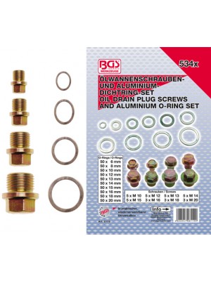 BGS 8119 Ölwannenschrauben- und Alu-Dichtring-Sortiment | 534-tlg.