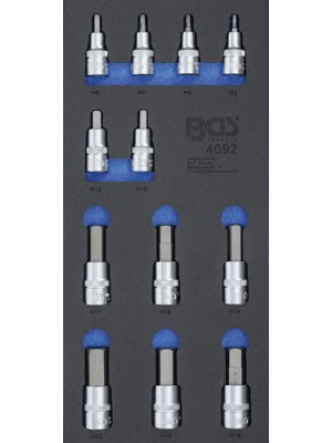 BGS 4092 Werkstattwageneinlage 1/3: Bit-Einsatz-Satz | Innensechskant | 12,5 mm (1/2"") | 12-tlg.