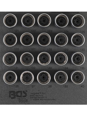 BGS 9558 Werkstattwageneinlage 1/6: Felgenschloss-Werkzeug-Satz für Opel (Typ C) | 20-tlg.