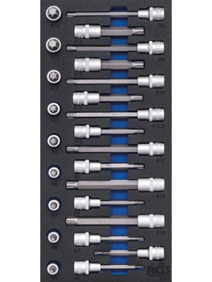 BGS 4117 Werkstattwageneinlage 1/3: Bit-Einsatz-Satz | Antrieb Innenvierkant 12,5 mm (1/2"") | Keil-Profil (für RIBE) | 25-tlg.