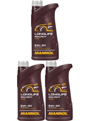 Mannol 7715 LONGLIFE 504/507 5W-30 Motoröl 3x 1l = 3 Liter