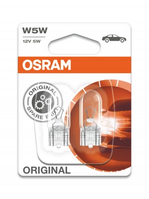 Osram W5W 12V 5W W2,1x9,5d Glassockellampe Blister 2stk.