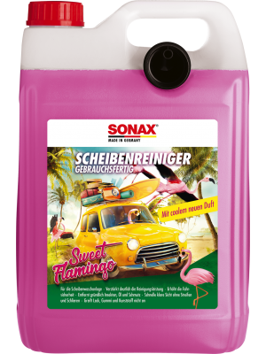 SONAX ScheibenReiniger gebrauchsfertig Sweet Flamingo 5L verstärkt die Reinigungsleistung und erhöht die Fahrsicherheit | Art-Nr. 03945000