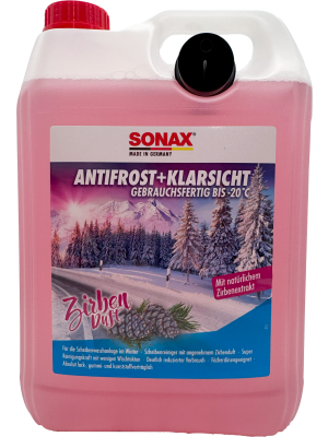 SONAX AntiFrost+KlarSicht Gebrauchsfertig bis -18 °C Zirbe 5 Liter schneller, schlierenfreier & effektiver Scheibenreiniger für den Winter | Art-Nr. 01315050