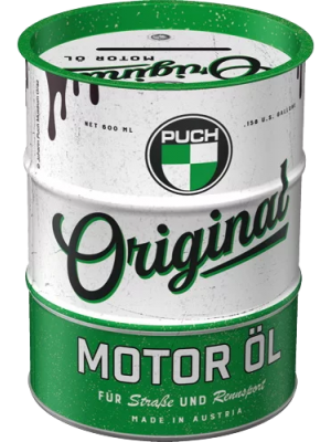 Puch Original Motoröl - Spardose im Ölfass-Design