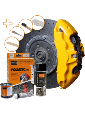 Foliatec Bremssattel Lack Set, Komplettsatz für 4 Bremssättel, performance yellow, 7-teiliges Set