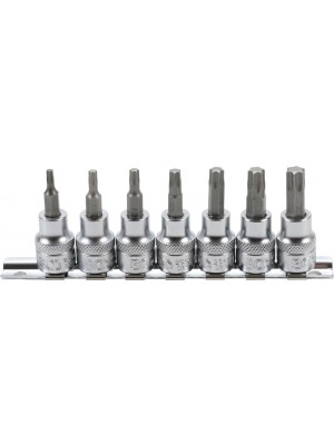 BGS 5108 Bit-Einsatz-Satz | Antrieb Innenvierkant 10 mm (3/8"") | T-Profil (für Torx) T15 - T50 | 7-tlg.