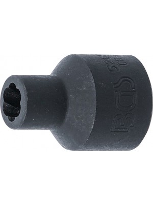 BGS Spiral-Profil-Steckschlüssel-Einsatz / Schraubenausdreher | Antrieb Innenvierkant 12,5 mm (1/2"") | SW 8 mm