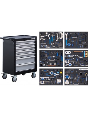 BGS 6076 Werkstattwagen | 7 Schubladen | Motor-Einstellwerkzeug-Sätze | 223-tlg.