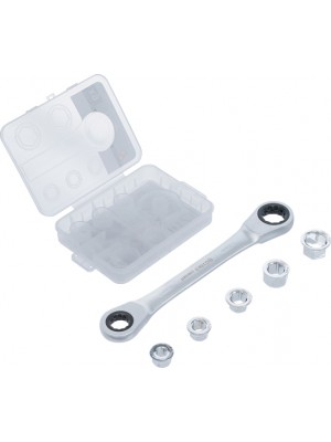 BGS 71016 Ratschen-Ringschlüssel mit Adaptersatz | SW 8 - 19 mm | 6-tlg.