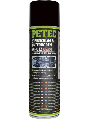 Petec Steinschlag-& Unterbodenschutz Kautschukbasis, Überlackierbar schwarz 500ml Spray