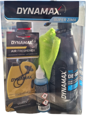 Dynamax Winter Set - 1 x Scheibenenteiser-Spray 500ml, 1 x Türschloss-Entfroster 50ml, 1 x Lufterfrischer Vanille, 1 x Eiskratzer, 1 x Mikrofasertuch