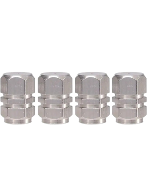 4 Stk. Set Reifenventil-Kappe Aluminium für PKW, SUV, Motorrad, Fahrrad Alu in Farbe SILBER