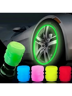 4 Stk. Set Reifenventil-Kappe fluoreszierende/Leuchtende Kunststoff Ventilkappen für PKW, SUV, Motorrad, Fahrrad Alu in Farbe Orange