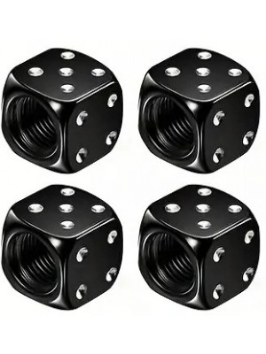 4 Stk. Set Würfel Reifenventil-Kappe Aluminium für PKW, SUV, Motorrad, Fahrrad Alu in Farbe SCHWARZ