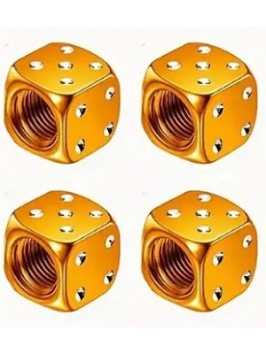 4 Stk. Set Würfel Reifenventil-Kappe Aluminium für PKW, SUV, Motorrad, Fahrrad Alu in Farbe GOLD