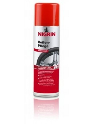 Nigrin 74075 Reifenpflege Spray seidenmatt 500 ml schützt Autoreifen vor UV-Strahlen, Schmutz und Salz, beugt vorzeitiger Alterung und Versprödung der Reifen vor