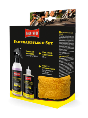 Ballistol Fahrradpflege-Set, BikeCer 65 ml + BikeClean 150 ml + Mikrofasertuch, 30 x 30 cm