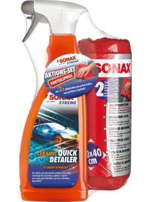 SONAX XTREME Ceramic QuickDetailer mit MicrofaserTücher Außen AktionsSet 750 Milliliter