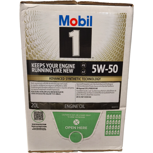 Mobil 1 FS X2 5W-50 Motoröl 20l Kanister ( ehem. PEAK LIFE ) BAG IN BOX