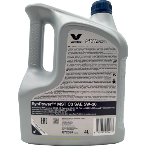 Valvoline SYNPOWER MST C3 5W30 4 Liter SW