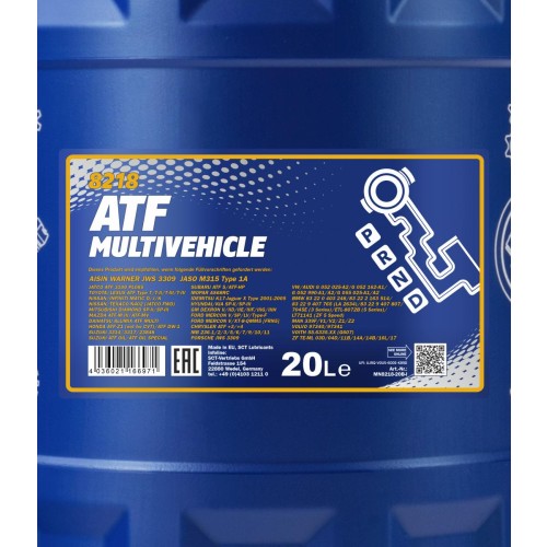 Mannol 8218 ATF Multivehickle JWS 3309 Automatikgetriebeöl 20l Kanister
