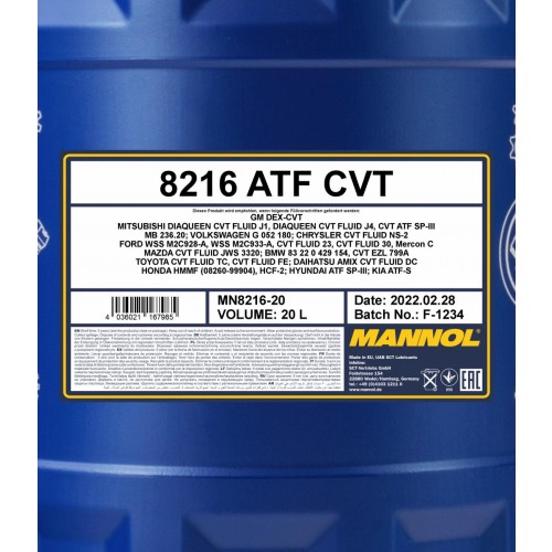 Mannol 8216 ATF CVT Automatikgetriebeöl 20l Kanister