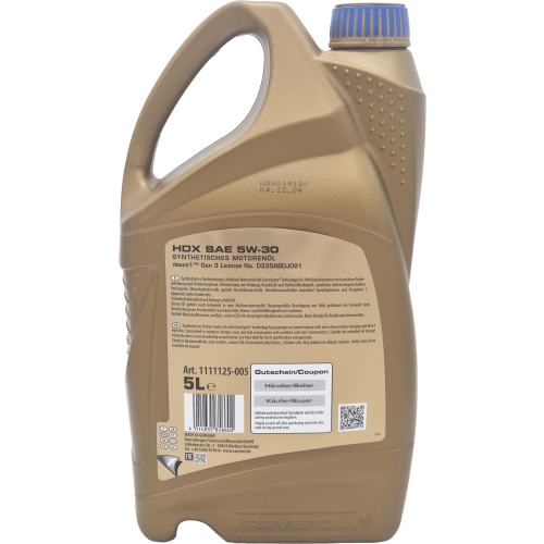 Ravenol HDX SAE 5W-30 Motoröl 5 Liter Kanister