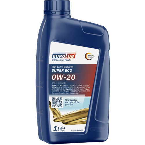 EUROLUB Motoröl SUPER ECO SAE 0W-20 1 Liter Flasche