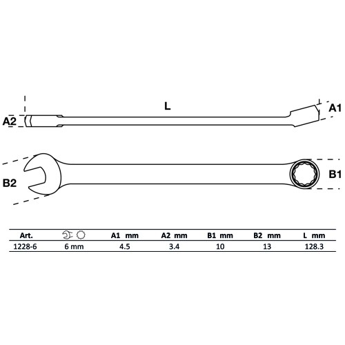 BGS Maul-Ringschlüssel | extra lang | SW 6 mm